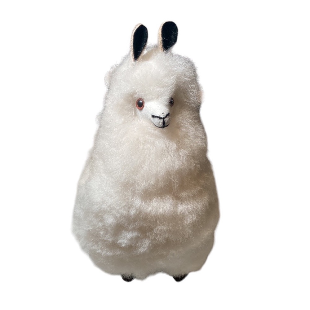 9 in Handmade Alpaca Stuffed Animal Plush with Removable Blanket and Necklace